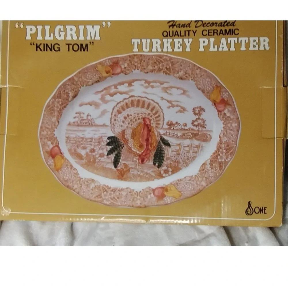 Stone King Tom Turkey Serving Platter Oval American Tradition Thanksgiving Decor